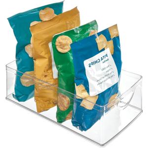 iDesign Recycled Plastic Cabinet and Pantry Storage Bin with Integrated Handles  16 x 8 x 5, Clear Bin