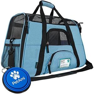 PetAmi Airline Approved Pet Carrier for Cat, Soft Sided Dog Carrier for Small Dogs, Cat Travel Supplies Accessories for Indoor Cats, Ventilated Pet Carrying Bag Medium Large Kitten Puppy, Large Blue