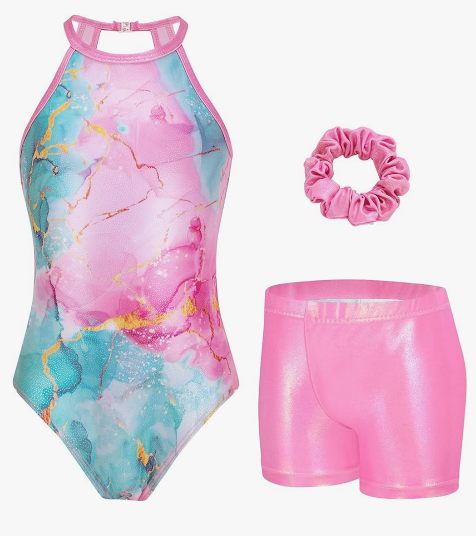 Zaclotre Gymnastics Leotards for Girls Sparkly Sleeveless Clasp Back Dance Leotard Unitards with Tumbling Shorts
. 150