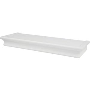 HIGH & MIGHTY Floating Shelf 18 Inch | Tool-Free Wall Mounted Shelf for Drywall | Holds 15 lbs Beveled White Decorative Wall Shelf for Bedroom Living Room Bathroom Kitchen Storage