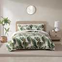 Tommy Bahama - King Quilt Set, Reversible Cotton Bedding with Matching Shams, Pre-Washed for Added Softness (Fiesta Palms Green, King)