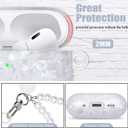 Cute Case for Airpods Pro with Pearl Keychain Lanyard Cover Compatible with AirPod Pro (2019) 1st Generation Shell for Women (White)