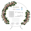 7 Ft Round Wedding Arch Stand with Metal Base for Flower Balloon Decoration, Circle Backdrop Stand Frame for Ceremony, Birthday Party, Baby Shower, White