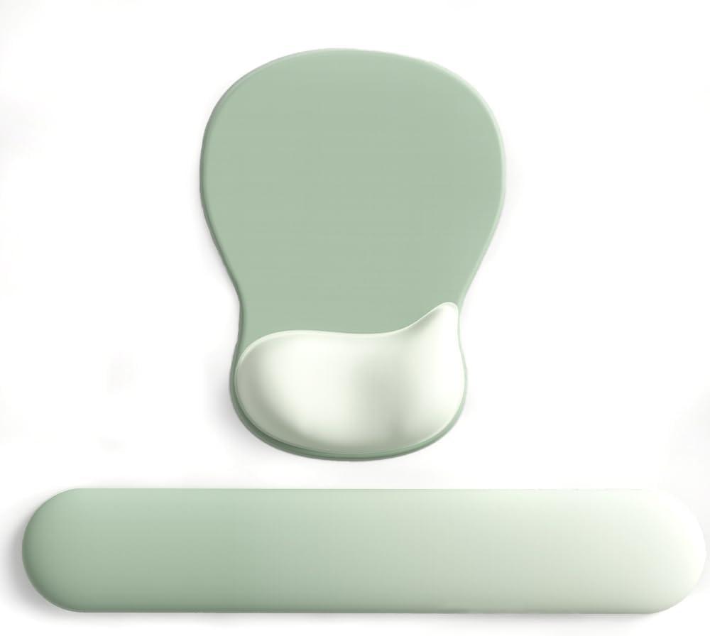 ErgoComfort Gel Wrist Rest Mouse Pad-Ergonomic Office Mousepad with Wrist Support-Non-Slip, Design Desk Accessories Mat for Home&Game Decor (09Minty Set)