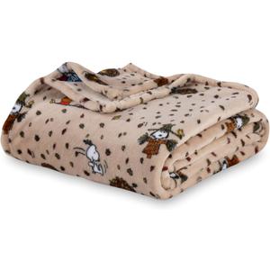 Berkshire Blanket Peanuts VelvetLoft Cute Character Snoopy Plush Oversized Kids Throw Blanket, Peanuts Snoopy and Woodstock Harvest Combo Linen (50in x 60in)