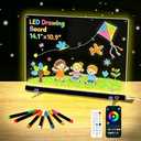 LED Drawing Board for Kids 14.1"x10.9" LED Note Board with Remote,Neon Colors-Includes Battery Pack and 7 Markers-Light-Up Dry Erase Board Glow Message Memo Writing Board for Home/Office/Gifts