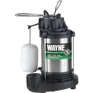 Wayne 58321-WYN3 CDU980E 3/4 HP Submersible Cast Iron and Stainless Steel Sump Pump with Integrated Vertical Float Switch, Large, Silver