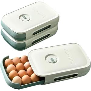 Rolling egg holder, Egg organizer for refrigerator, Stackable kitchen egg storage, Plastic organizer, Fridge container (GREEN)