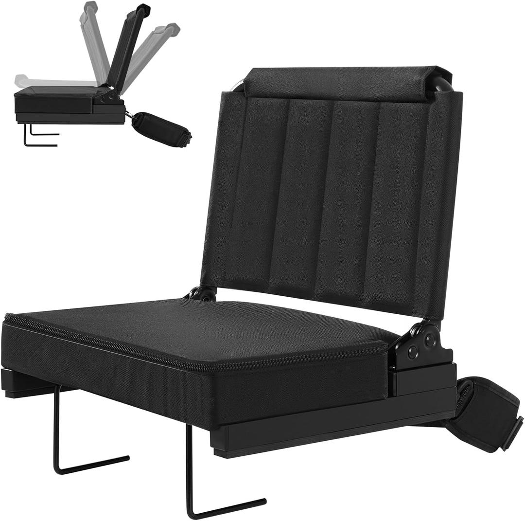 Stadium Seats with Back Support - 180Adjustable Backrest Stadium Seat with Steel Hook & Non - Slip Base, 600D Waterproof Oxford Cloth Stadium Chair, Foldable & Portable for Sports Events
