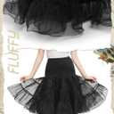 DRESSTELLS 50s Petticoat Skirts Women Vintage Tulle Underskirt Retro Tutu Crinoline (Black, Large)