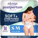 Always Discreet Postpartum and Adult Incontinence Underwear for Women, Small/Medium, Maximum Protection, 14 Count