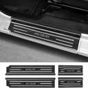 4PCS Door Sill Protector for Jeep Wrangler JL JLU 2018-2025 2026 & Gladiator JT 2020-2025 2026 Accessories Stainless Steel Front and Rear Door Car Pedal Kick Protection (Black Brushed)