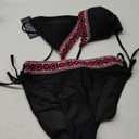BMJL Womens Bikini Sets Triangle Sexy Swimsuit Color Block String Two Piece Bathing Suit 2025 (Medium, Black)