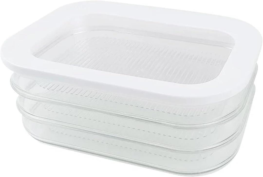 Food Storage Containers Refrigerated Crisper with Lid Leakproof Meat Containers for Fridge Transparent Frozen Roast Meat Storage Box Kitchen Accessories(Three Layers)