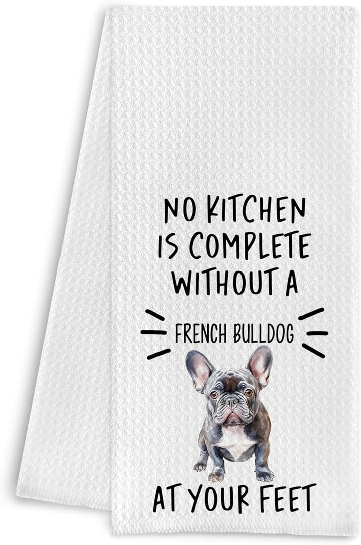 French Bulldog Funny Kitchen Towels - Frenchie Mom Gifts, Dog Kitchen Towels, 16x24 Inches