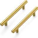 Ravinte Gold 5-Pack 3-1/2 Inch Cabinet Pulls, Brushed Brass Kitchen Cabinet Handles, Modern Drawer Pulls, Gold Hardware for Kitchen Cabinet