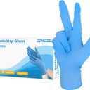 Disposable Gloves Large, Nitrile and Vinyl Blend Material Gloves, Latex Free, 4 Mil,100 Pc. - Food Grade Glove for Cleaning, Food Prep,Hair Dye,Tattoo, Blue
