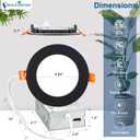 DLLT LED Recessed Ceiling Lights: Black 12 Pack 4 Inch 5CCT Ultra-Thin Lighting with Junction Box for Bedroom - 900LM Brightness 9W Eqv 80W Dimmable Canless Wafer Downlight with ETL&FCC
