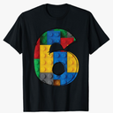 6 Years Old Blocks Building 6th Birthday Kid Master Builder T-Shirt Size S