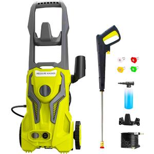 Power Washers Electric Powered 5000PSI-max 3.2GPM High Pressure Washer Car Cleaning Machine with Adjustable Spray Nozzle and Foam Cannon for Home Driveway Patio Deck, Light Yellow