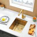 15 Inch Drop In Kitchen Sink, Stainless Steel Single Bowl Undermount Kitchen Sinks, Single Bowl Farmhouse Workstation Sinks(Gold, 1515)