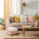 Mecatny Corduroy Summer Decorative Throw Pillow Covers 22x22 Set of 2 for Sofa Living Room, Soft Neutral Boho Couch Pillow Covers for Home Decor, Cream White