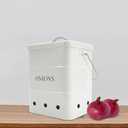 Onion Storage Bin, Kitchen Storage Canister,Kitchen Pantry Organizer Tin With Airtight Lid & Handles, Vegetable Fresh Keeper with Aerating Tin Storage Holes (White)