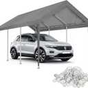 Carport Canopy 10'x20' Replacement Cover, Waterproof & UV Protected Garage Top Tarp Shelter Cover with Ball Bungee Cords, Car Cover Tent (Frame is not Included)