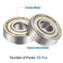 uxcell 24pcs 608ZZ Deep Groove Ball Bearings 8 x 22 x 7mm High Carbon Steel Double Shield Bearings for Electric Motor, Home Appliances, Garden Machinery C3 Silver Tone