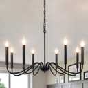Black Chandeliers for Dining Room, 8 Lights Modern Farmhouse Chandelier Light Fixtures Ceiling Hanging, Rustic Metal Chandeliers for Living Room Kitchen Bedroom Entryway (8 Light Black)