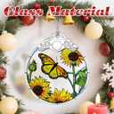 2 x Butterfly & Sunflower Stained Glass Ornament, Christmas Ornaments, Christmas Tree Decorations, Holiday Decor, Holiday Present, Butterfly Themed Gifts, Gift Ideas & Xmas Gifts