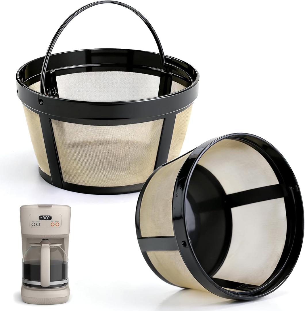 Reusable Coffee Filters Replacement for BELLA Coffee Maker, 2Pcs Permanent Filter Basket Compatible with BELLA Pro 12 Cup