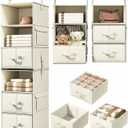 Vailando 6-Shelf Hanging Closet Organizer with 3 Drawers, 2 Separable 3-Shelf Closet Organizers and Storage for Wardrobe Organization, Hanging Dresser for Nursury & Dorm Clothes Organizer, Beige