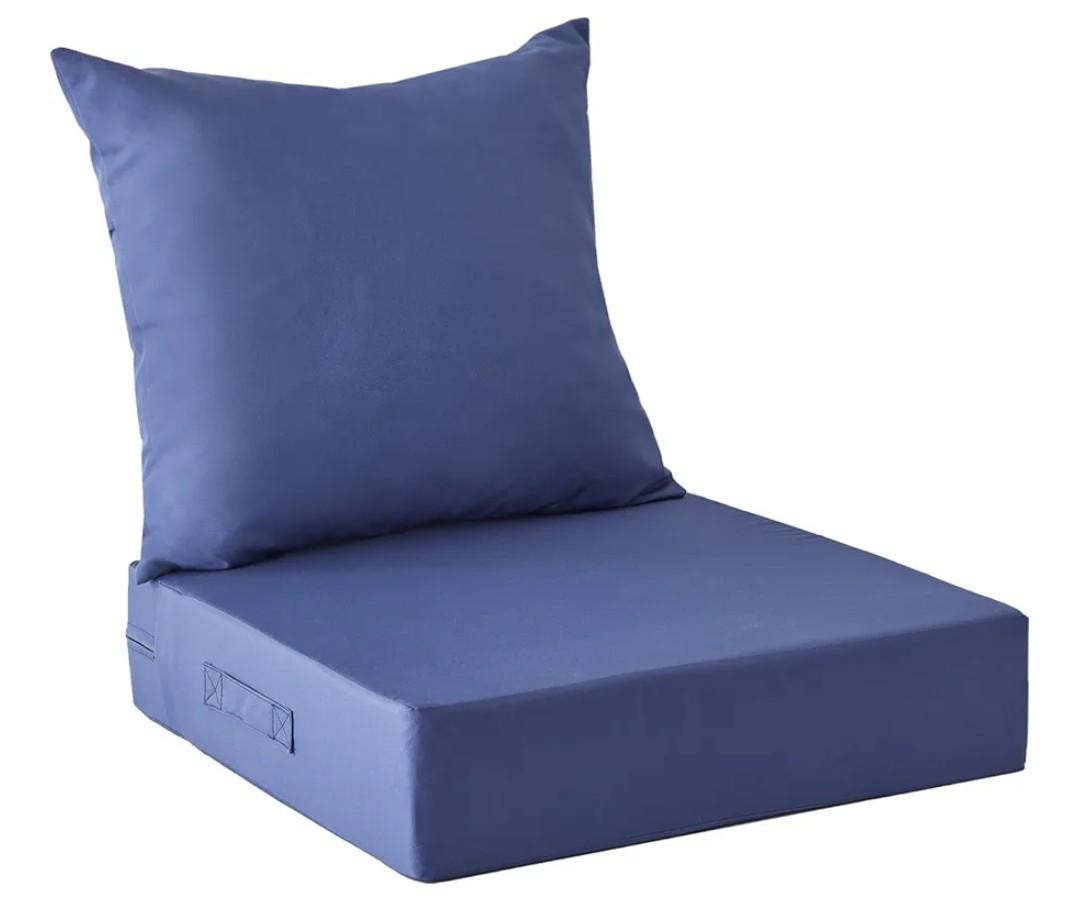 Outdoor Cushions for Patio Furniture,Outdoor Seat Cushion Set 24 x 24 x 5.75 Inch,Waterproof & Fade Resistant Outdoor Chair Cushions,Deep Patio Chair Cushion with Removable Cover,Navy Blue