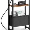 IRCPEN Narrow Side Table with Charging Station Slim End Table Sofa with Magazine Rack, Bedside Table for Small Spaces, 3 Tier Nightstand for Living Room Couch, Bedroom Rustic Brown LET503RE