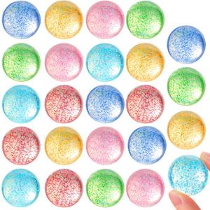JOYIN 24 PCS Glitter Bouncy Balls, 6 Styles 32mm Assorted Bouncy Balls Bulk with Storage Bag, Bounce Toys for Kids Party Favors Birthdays Gifts Goodie Bags Stuffers Carnival Prizes