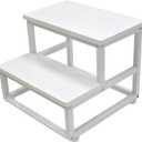 SZLHANJZ Nursery Step Stool, Wooden and Metal Foot Stool for Adult Kid, Steps for High Beds with Round Corners, Small Stepping Stool for Bedroom Kitchen, Load 500 LB, White