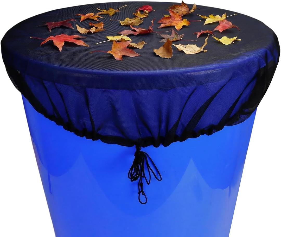 38.5 Inch Mesh Cover for Rain Barrel, Black Rain Barrels Net Cover, Water Collection Bucket Screen Covers to Keep Leaves Debris Out