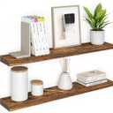 Ballucci Floating Shelves, 36" Wood Wall Shelf Set of 2, with Invisible Brackets for Bathroom, Living Room, Bedroom, Kitchen, Nursery, 6" Deep, Rustic Brown