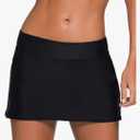 REKITA Women Swim Skirt Solid Color Waistband Skort Bikini Bottom M
