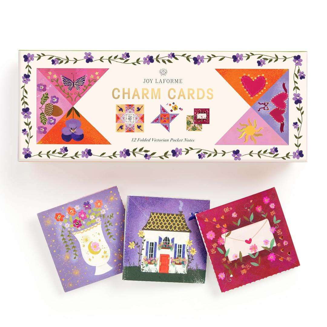 Galison Charm Cards  Joy Laforme Charm Card Set Including 12 Folded Notecards Featuring Beautiful Illustrations