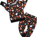 Toddler Boy Clothes 1-5T Boys Christmas Halloween Outfits Hoodies+Pants Toddlers Sweatsuits (18-24 Months, Print on Black)