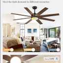 Ceiling Fans with Lights, 60 inch Black Ceiling Fan with Light and Remote, Outdoor Ceiling Fans for Living Room Patio, 6 Speeds, Reversible Quiet DC Motor, 3 CCT, Bi-color 8 Blades