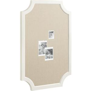 Hogan Framed Scalloped Decorative Wall Pinboard; White; 24 x 36; Rustic Modern Farmhouse Bulletin Board for Wall Organization and Decorative Displays