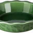 Vicrays Ceramic Pie Pan - 9 Inch Round Fluted and Deep Pie Dish for Tart Pizza Quiche Pot Pies Cake - Reactive Glaze (Green)