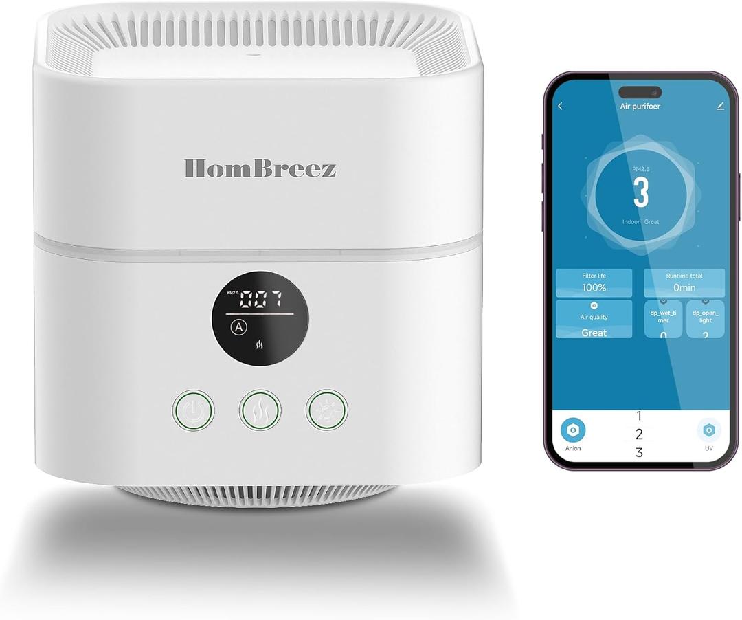 Air Purifier and Humidifier Combo for Bedroom, Covers Up to 200ft, H13 True HEPA Filter, 400ML Water Tank, Quiet Cool Mist Top Fill Essential Oil Diffuser for Baby, Pet Room, APP Control