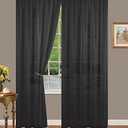 Set of 4 Sheer Voile Curtain Panels (Black, 56" Wide x 120" Long)