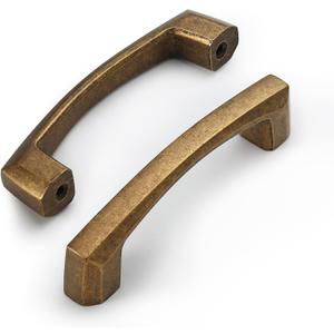 Amerdeco 10 Pack Antique Brass Cabinet Pulls 3 Inch(76MM) Hole Centers Kitchen Vintage Retro Cabinet Handles Hardware Kitchen Handles for Cabinets Cupboard Handles Drawer Pulls ZH0032