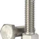 M6-1.0 x 16mm Hex Head Bolts Hexagon Screws, 304 Stainless Steel 18-8, Plain Finish, Fully Threaded, 50 PCS