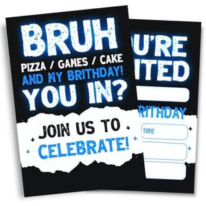 Set of 2 pack, Doguiei Pizza, Games & Cake Birthday Party Invitations, Party Invitations Card for Boys (30 Cards & 30 Envelopes)